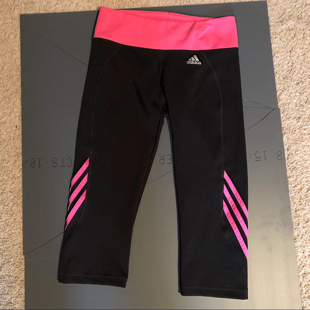 Pink and Black Adidas Capri Leggings